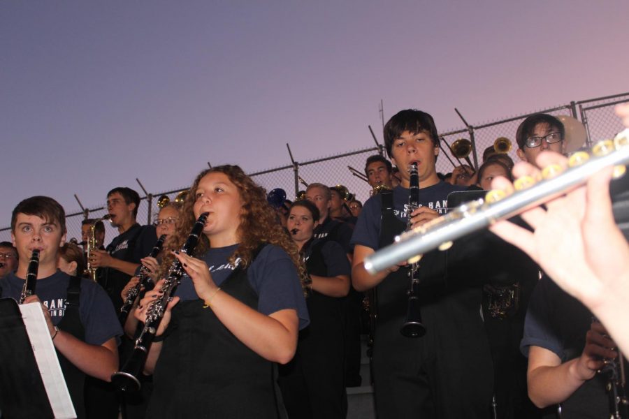Band playing at first home game of the season